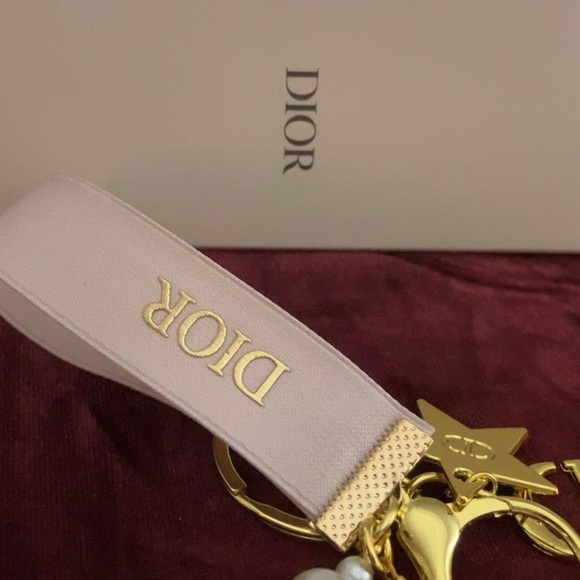 Dior White Pearl key chain/ bag charm  with Gold Charms with Dior box NIB - Picture 5 of 7